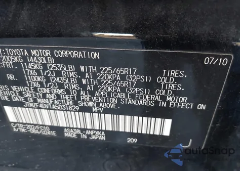 2010 Toyota Rav4 from USA, damaged, VIN JTMZF4DV1A5031829